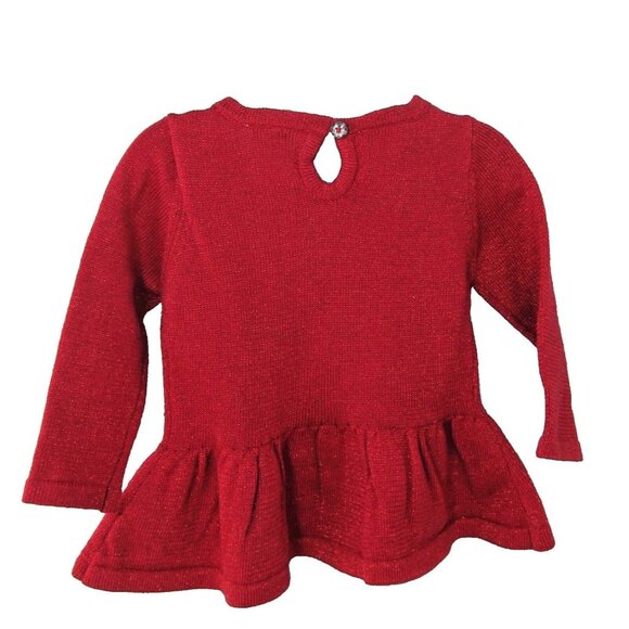 Koala Kids Girls 0 to 3 Months Red Long Sleeve Sequin Peplum Tunic Top New - Picture 2 of 7